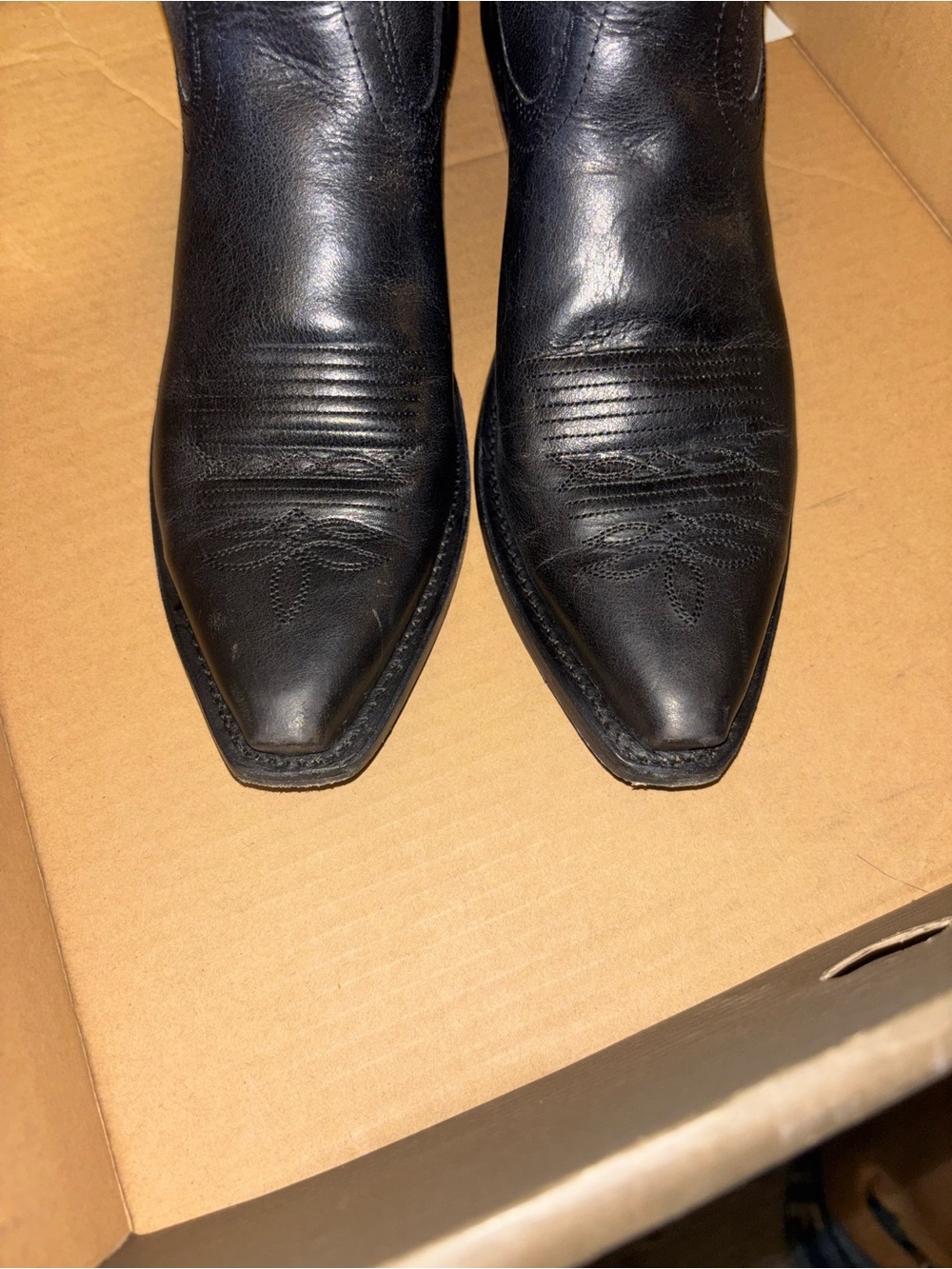 Old West Black Leather Western Cowboy Boots - Picture 8 of 8